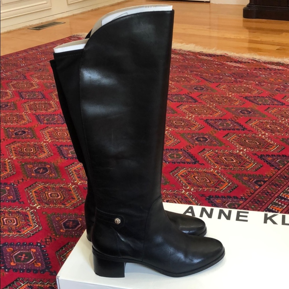 Knee high Anne Klein fashion boots/black/leather